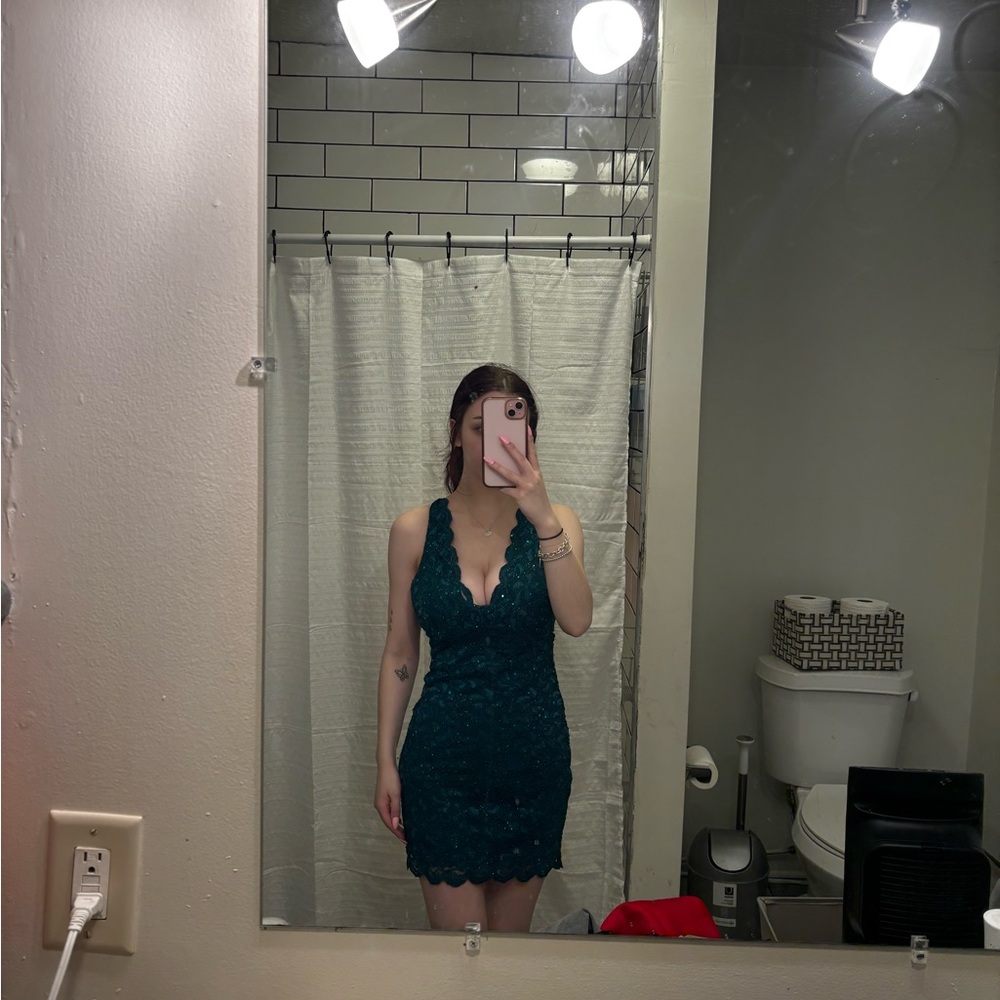 Elegant Teal Lace Dress